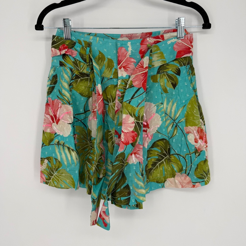 ALLA BERMAN ULLA HIGH WAISTED SHORTS SIZE SMALL NWT 100% COTTON SWISS DOT SEQUIN